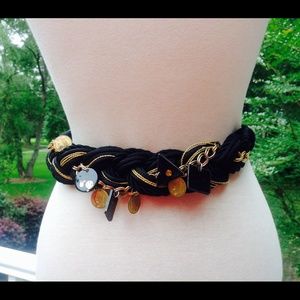 Vintage Black Gold Belt Chain Coin Cording Wrap
